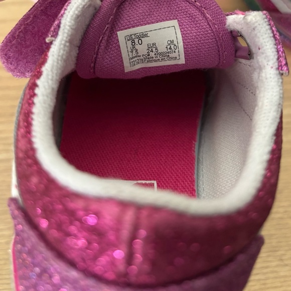 Vans Toddler Old Skool V Sneakers Pink Rainbow Glitter With Velcro Straps Size 8 - Picture 6 of 14